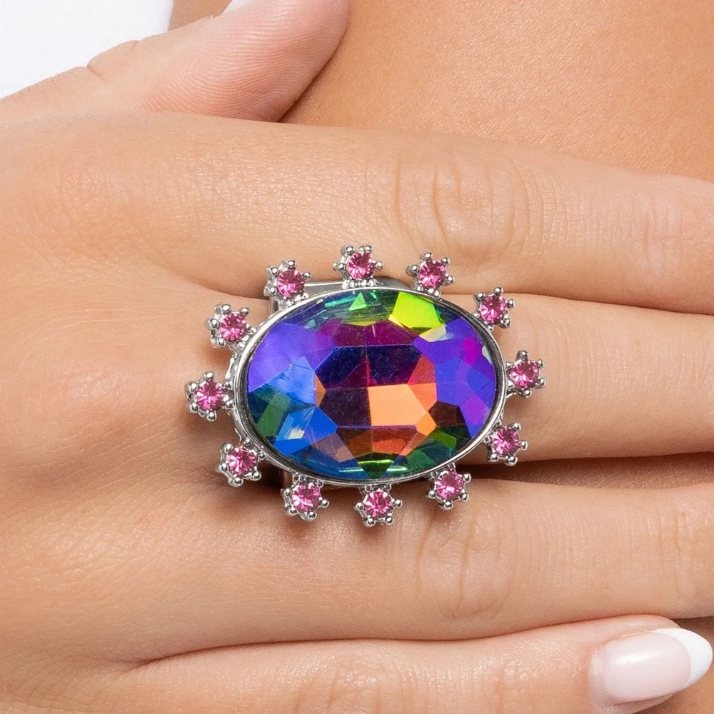 NWT Iridescent Pink Rhinestone Ring(Last One) - Picture 1 of 5